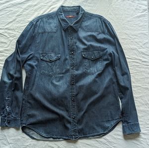 7 for all mankind western denim L/S button up.size XXL